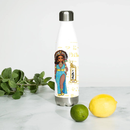 Stainless steel water bottle with a custom name and photo print, personalised gift for him and her