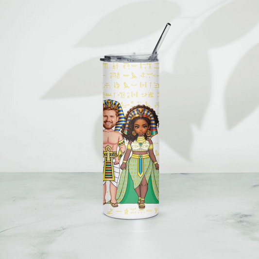 Stainless steel tumbler printed with a custom name and photo, personalised gift for couples and family