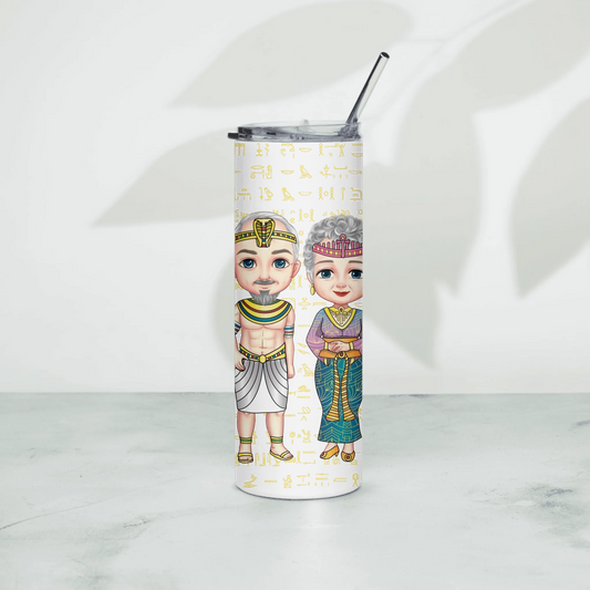 Stainless steel tumbler printed with a custom name and photo, personalised gift for couples and family