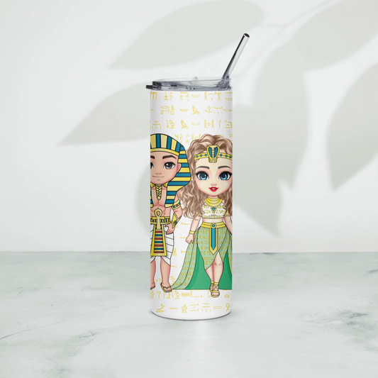 Stainless steel tumbler printed with a custom name and photo, personalised gift for couples and family