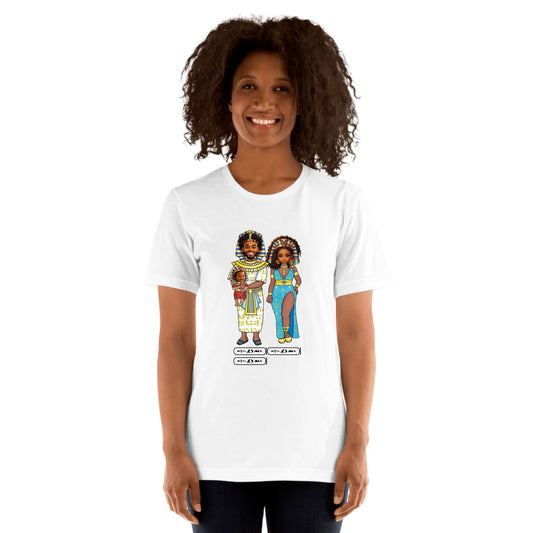 Unisex staple t-shirt with an all-over custom name and photo print, personalised gift for everyone