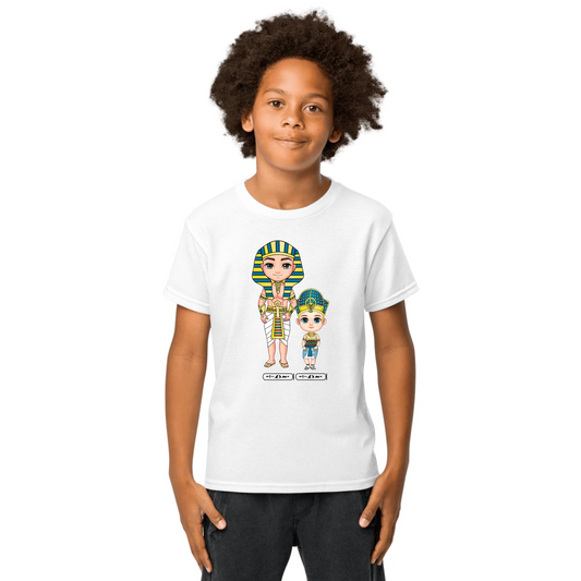 Youth sports tee printed with a custom name and team photo, personalised gift for young athletes