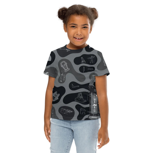 Kids crew neck t-shirt with an all-over custom name and photo print, personalised gift for kids