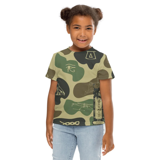 Kids crew neck t-shirt with an all-over custom name and photo print, personalised gift for kids