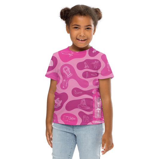 Kids crew neck t-shirt with an all-over custom name and photo print, personalised gift for kids