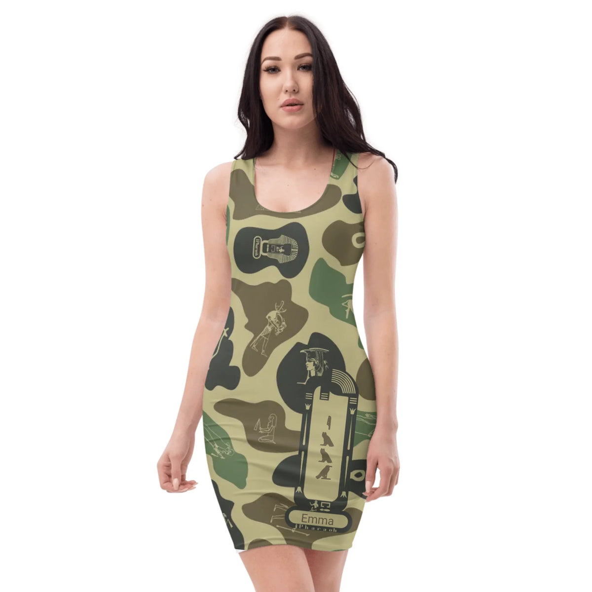 Bodycon dress with an all-over custom name and photo print, personalised birthday gift for her