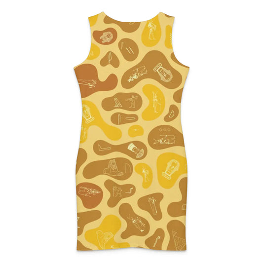 Cotton bodycon dress with an all-over custom print and name, personalised party gift for her