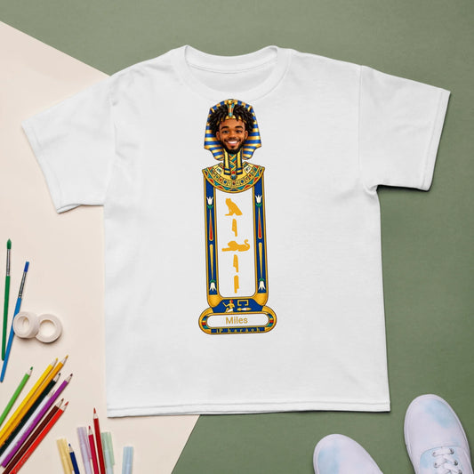 Youth sports tee printed with a custom name and team photo, personalised gift for young athletes