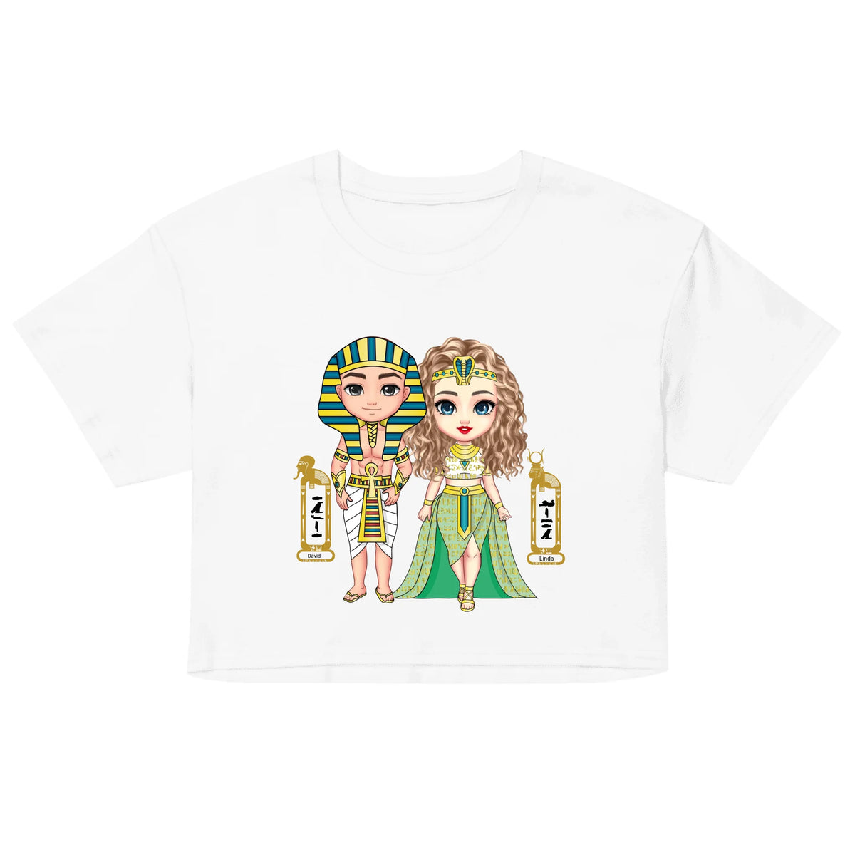 Women's crop top with an all-over custom name and photo print, personalised gift for her