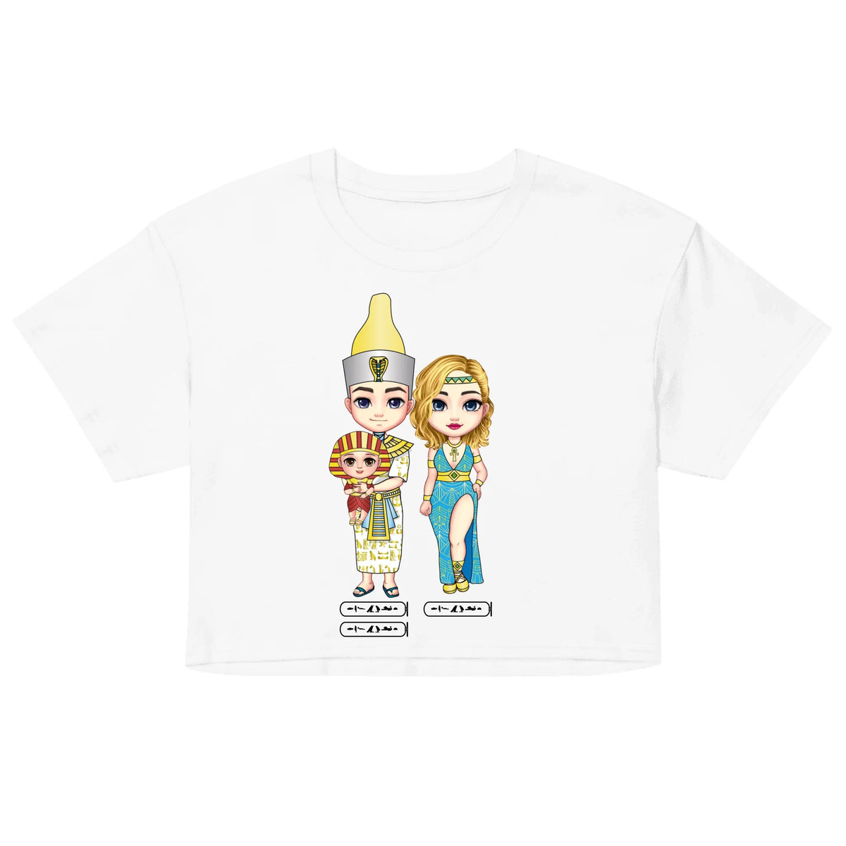Women's crop top with an all-over custom name and photo print, personalised gift for her