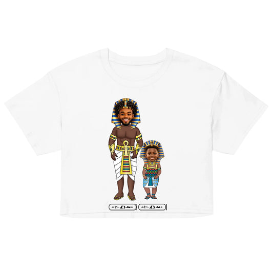 Women's crop top with an all-over custom name and photo print, personalised gift for her